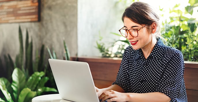 woman working at a laptop