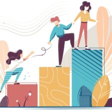 illustrated people climbing a set of stairs